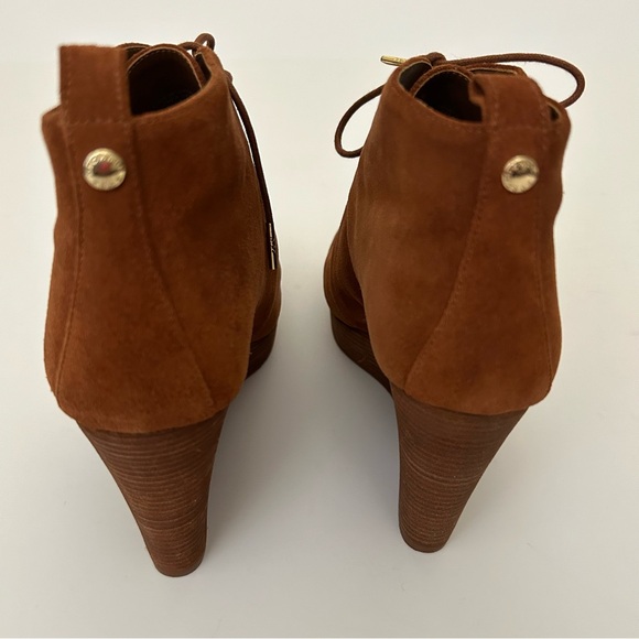MICHAEL Michael Kors Pierce Leather Suede Rust Brown Lace Up Wedge Booties - 7.5 - Picture 5 of 10